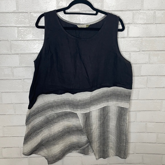 Chalet Et Ceci Striped Linen Tank Top